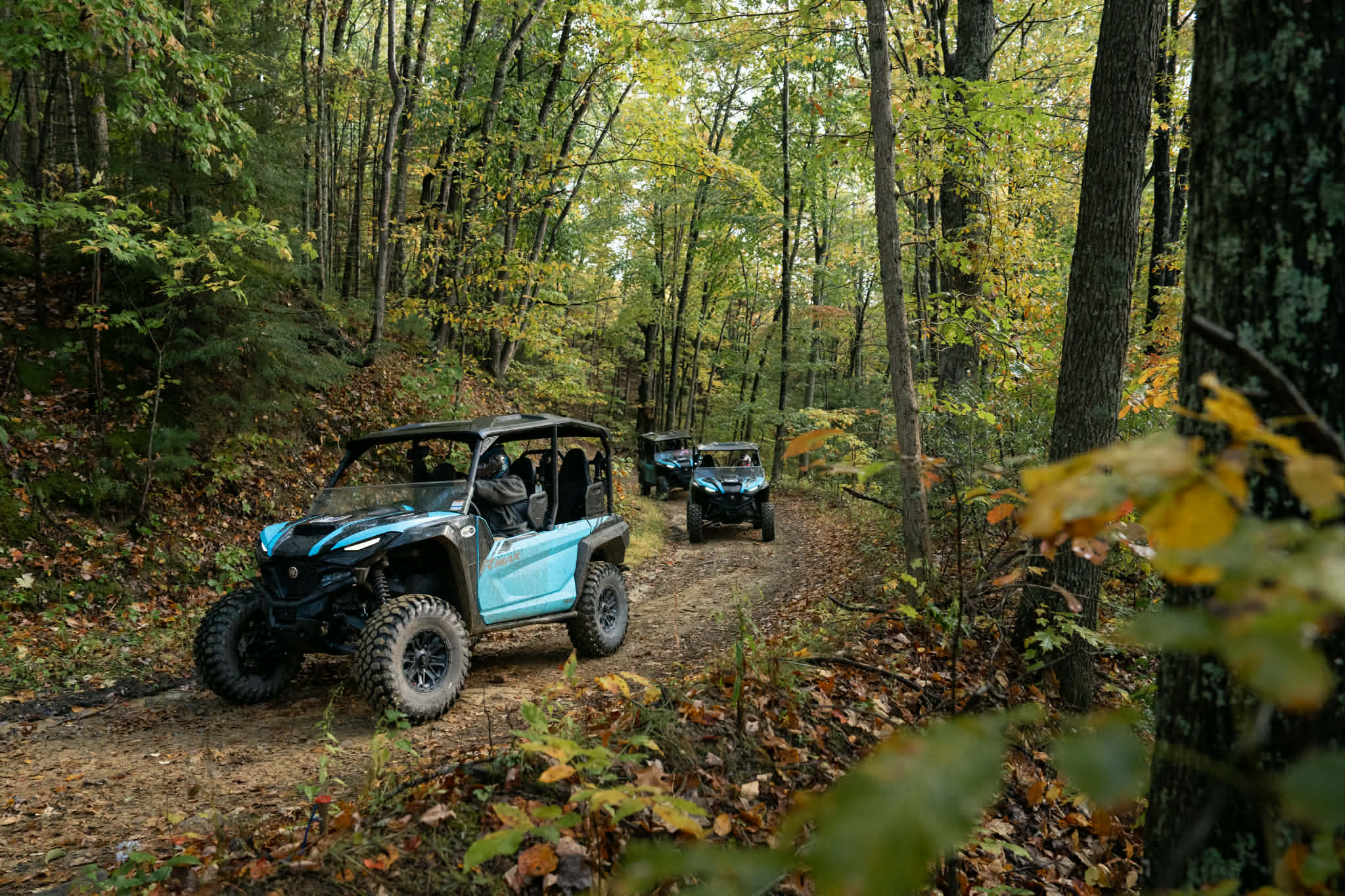 Group riding Yamaha RMAX on Hatfield-McCoy trails