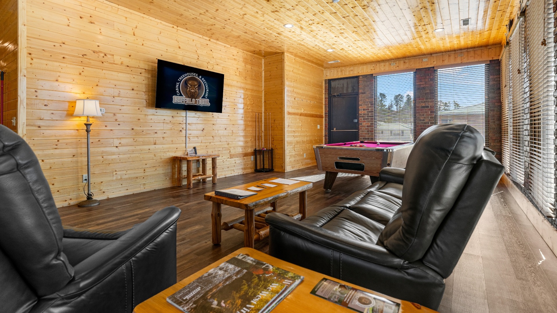 Living area with pool table