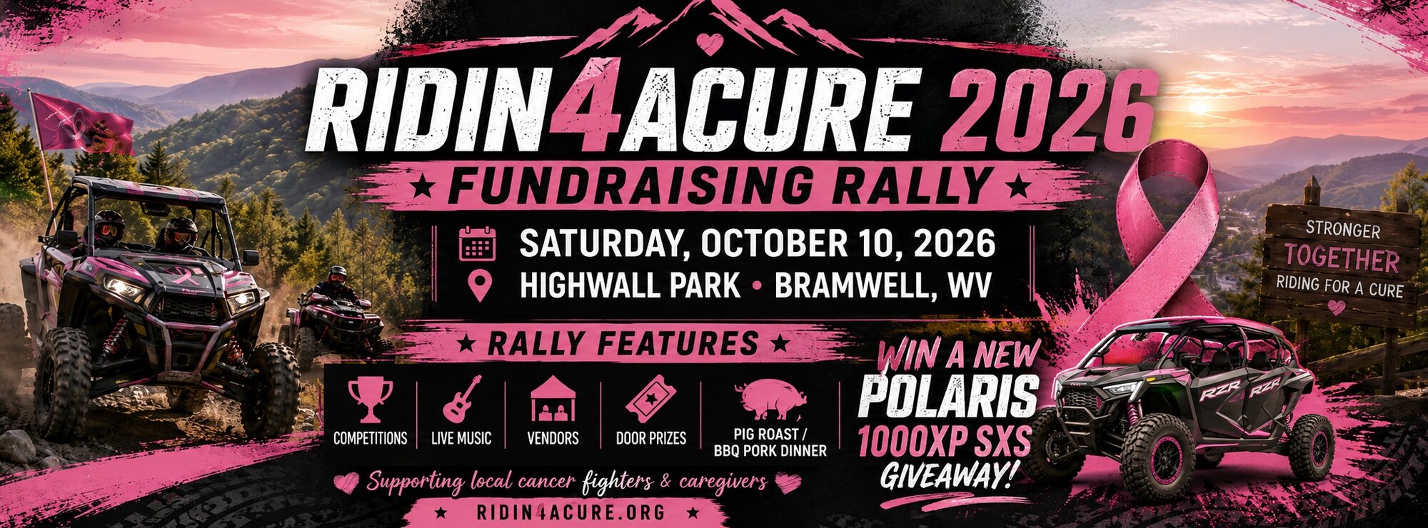 Ridin 4 a Cure 2026 Fundraising Rally — Saturday, October 10, 2026 at Highwall Park, Bramwell, WV