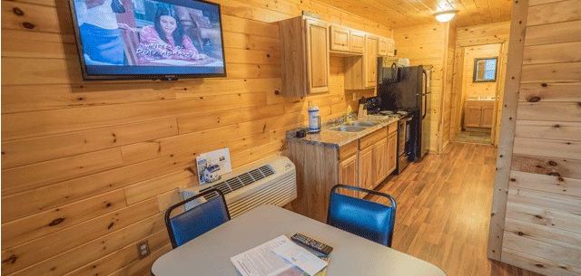 Living and dining area with TV