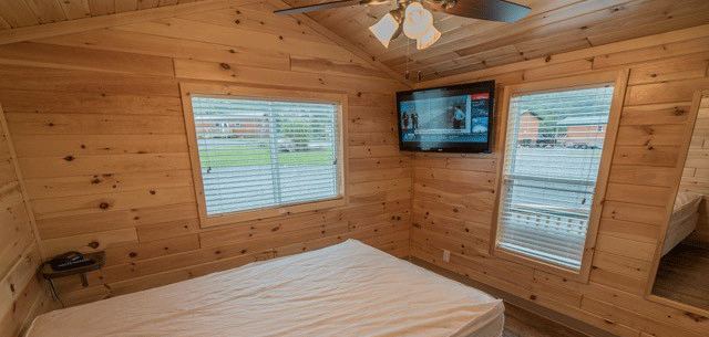 Queen bedroom with TV