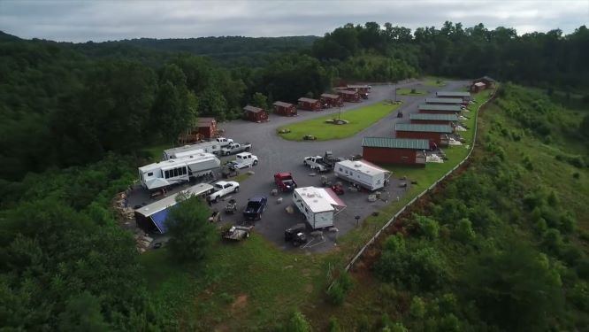 Aerial view of the Buffalo Trail VA RV park