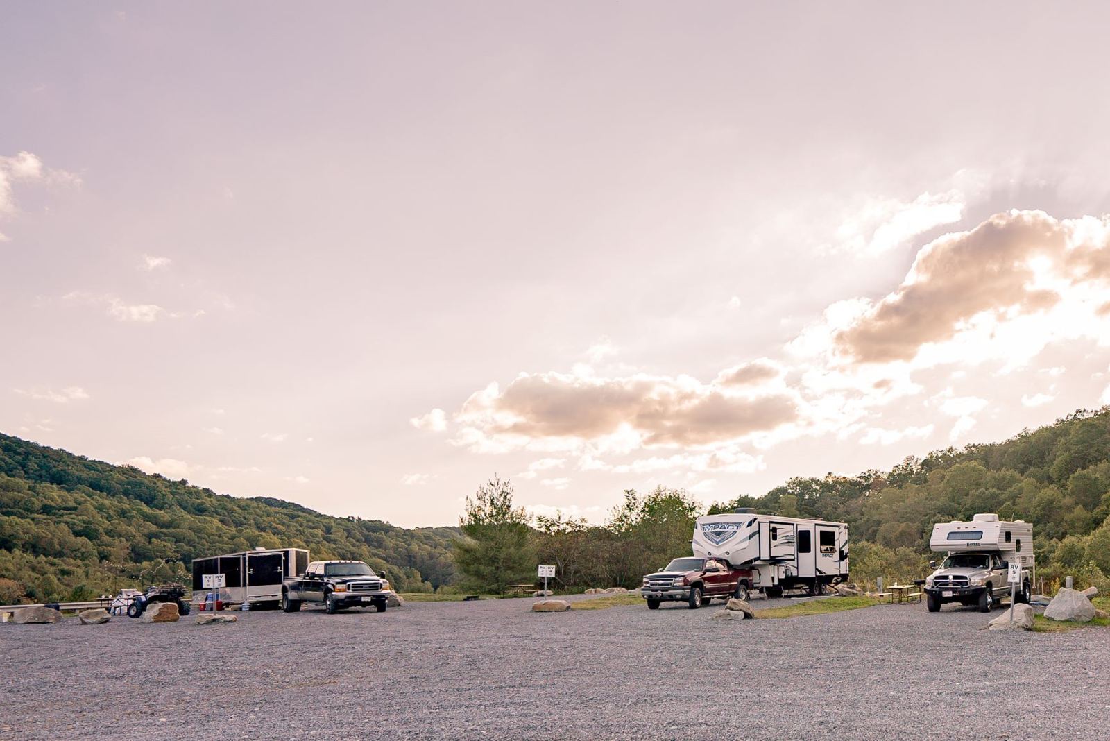 RV sites at sunset